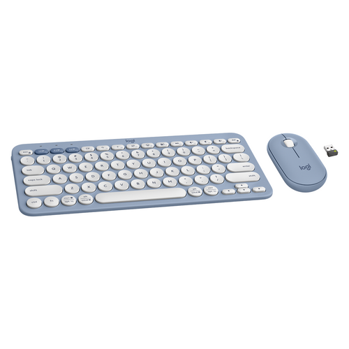 Logitech K380S Pebble 2 Wireless Keyboard and Mouse Combo Tonal Blue