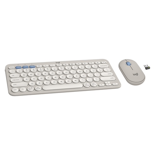 Logitech K380S Pebble 2 Wireless Keyboard and Mouse Combo Tonal Sand