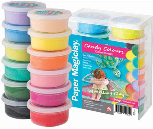 Paper Magiclay 240g Candy Colours 12 Canisters 20g Each Air Drying Clay-1