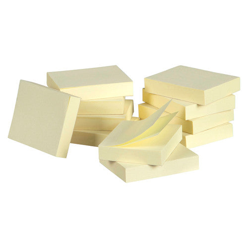Marbig Repositionable Notes 40 x 50mm Yellow Pack of 12