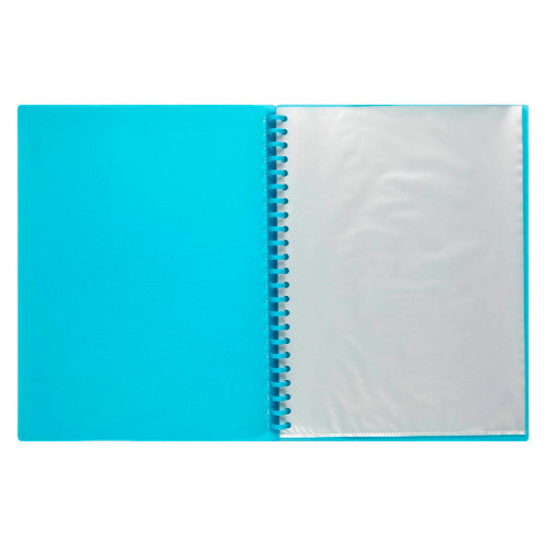 Marbig Refillable Display Book 20 Pocket A4 Translucent Marine