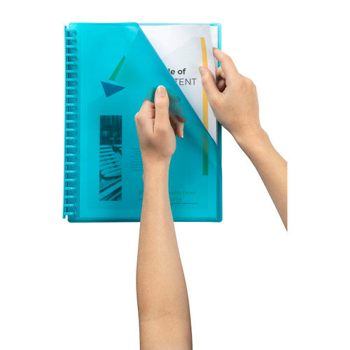 Marbig Refillable Display Book 20 Pocket A4 Translucent Marine