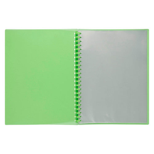 Marbig Refillable Display Book 20 Pocket A4 Translucent Lime