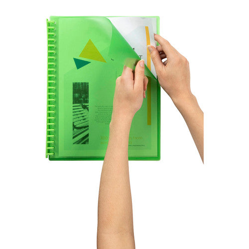Marbig Refillable Display Book 20 Pocket A4 Translucent Lime