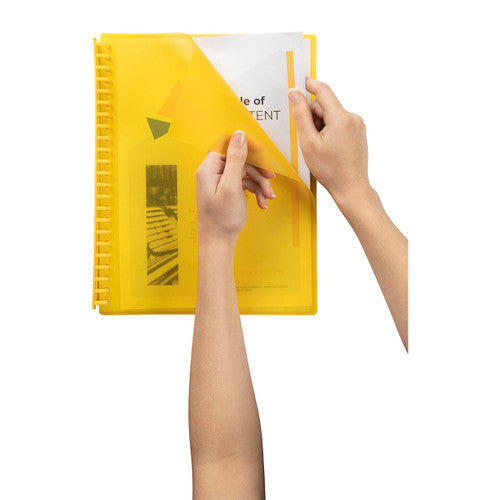 Marbig Refillable Display Book 20 Pocket A4 Translucent Yellow