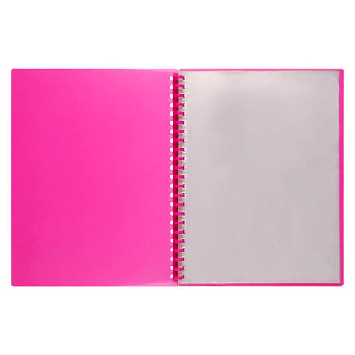 Marbig Refillable Display Book 20 Pocket A4 Translucent Pink