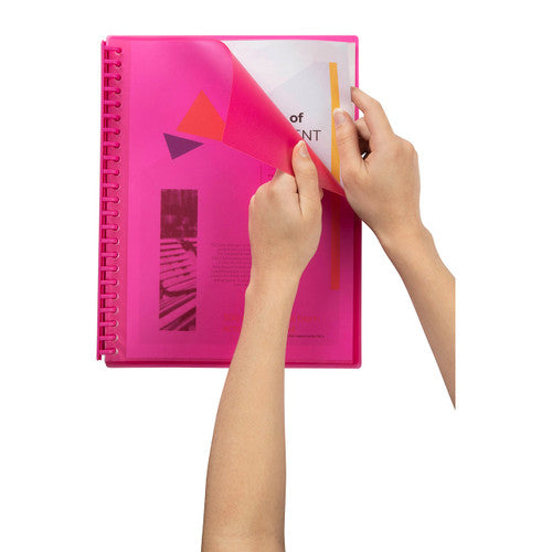 Marbig Refillable Display Book 20 Pocket A4 Translucent Pink