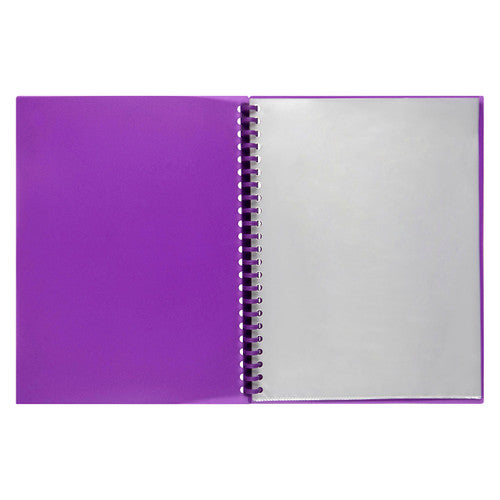 Marbig Refillable Display Book 20 Pocket A4 Translucent Purple