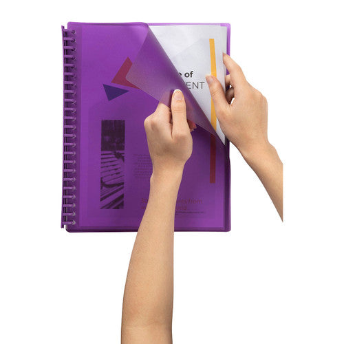 Marbig Refillable Display Book 20 Pocket A4 Translucent Purple