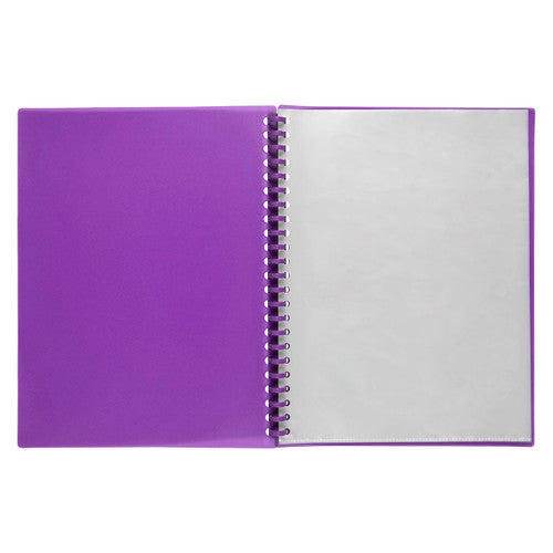 Marbig Clearview Refillable Display Book 20 Pocket A4 Translucent Purple Box of 12