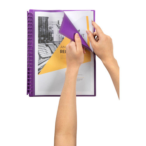 Marbig Clearview Refillable Display Book 20 Pocket A4 Translucent Purple Box of 12