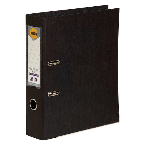 Marbig Lever Arch File PE Linen A4 Black Pack of 10