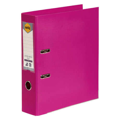 Marbig Lever Arch File PE Linen A4 Pink Pack of 10