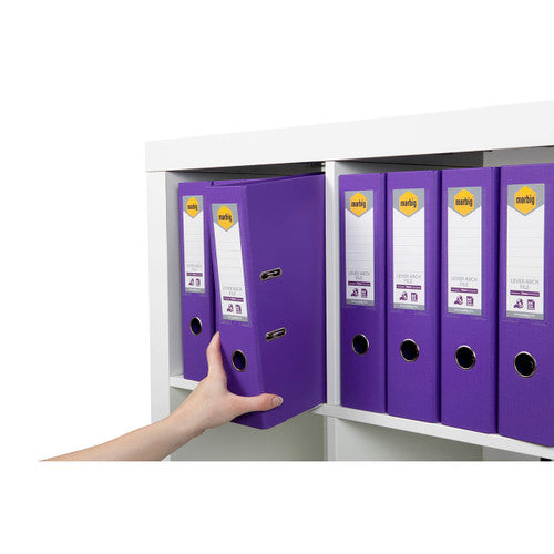 Marbig Lever Arch File PE Linen A4 Purple