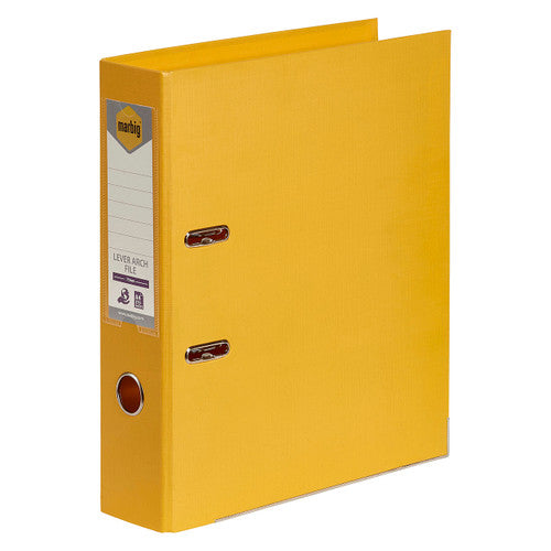 Marbig Lever Arch File PE Linen A4 Yellow