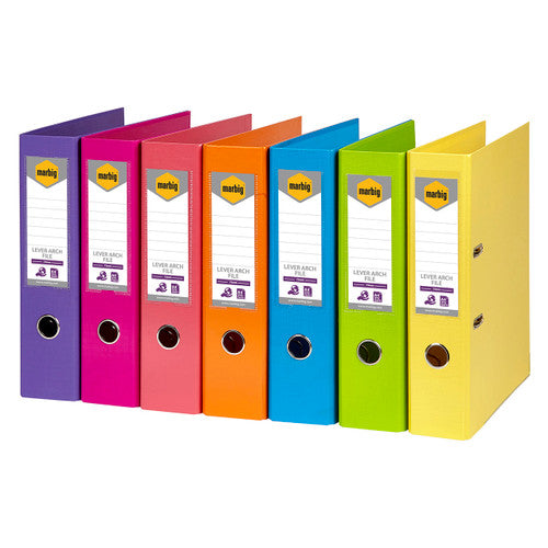 Marbig Lever Arch File PE Linen A4 Assorted Pack of 10