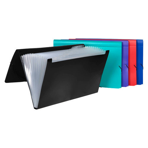 Marbig Expanding File Polypropylene 12 Pocket Foolscap Assorted