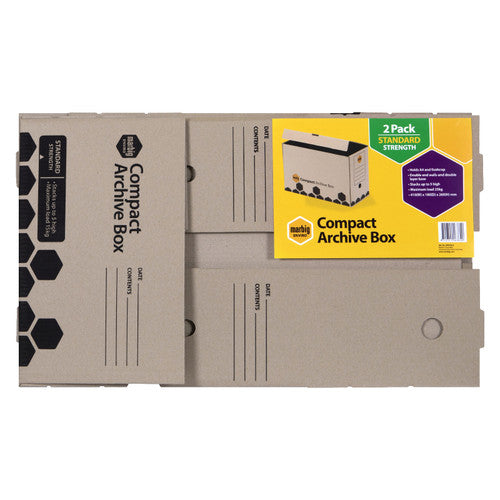 Marbig Compact Archive Box Brown Retail Pack of 2