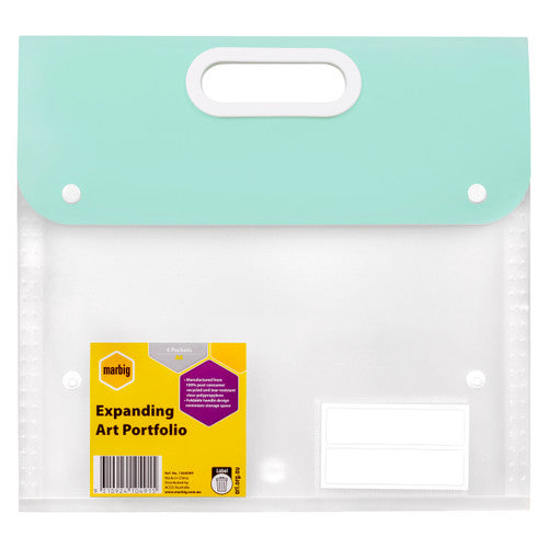 Marbig Expanding Art Portfolio A4 with Handle Pastel Assorted