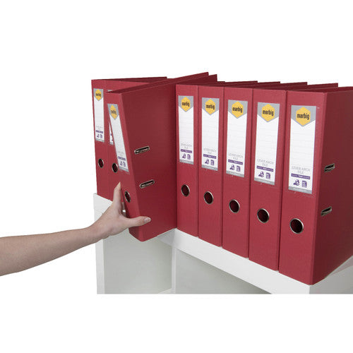 Marbig Lever Arch File Foolscap Deep Red Pack of 10