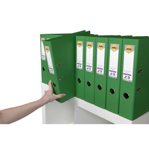 Marbig Lever Arch File Foolscap Green Pack of 10