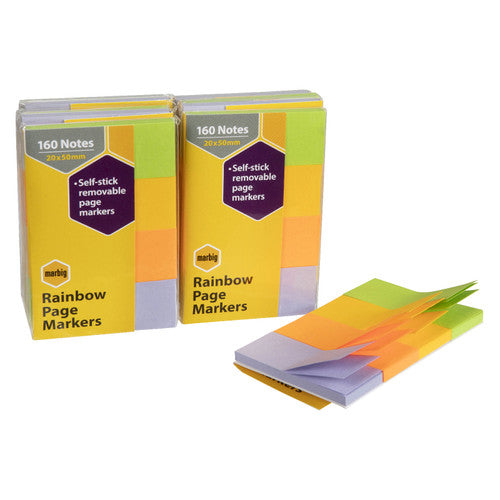 Marbig Page Markers 20 x 50mm Rainbow Assorted