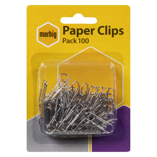 Marbig Paper Clips Small 28mm Chrome Hangsell Pack of 100