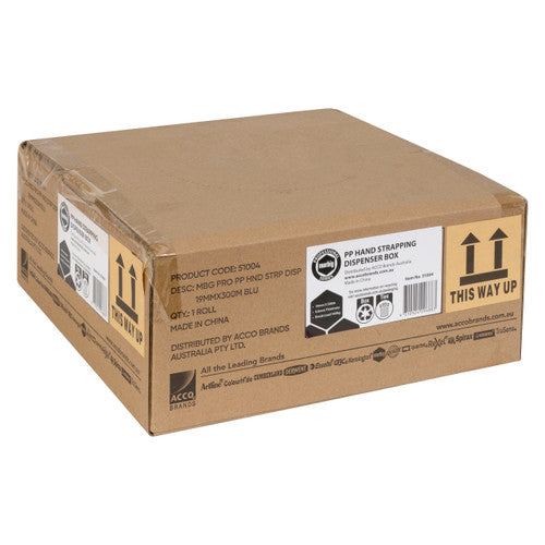 Marbig Professional Hand Strapping 19mm x 1000m 0.6mm Dispenser Blue