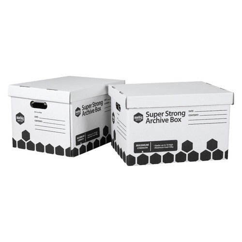 Marbig Super Strong Archive Box White Retail Pack of 2
