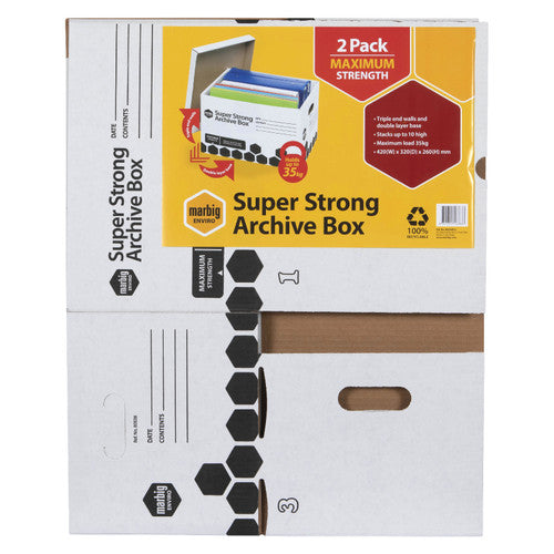 Marbig Super Strong Archive Box White Retail Pack of 2