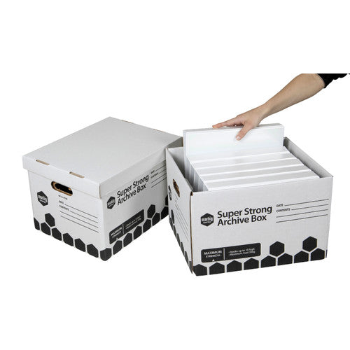 Marbig Super Strong Archive Box White Retail Pack of 2
