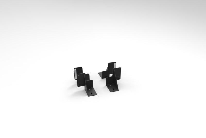 Rapidline Boost Plus back to back screen bracket set in black satin powdercoat for electric height adjustable workstations. Supplied product image for model B2-BBRAC BL.