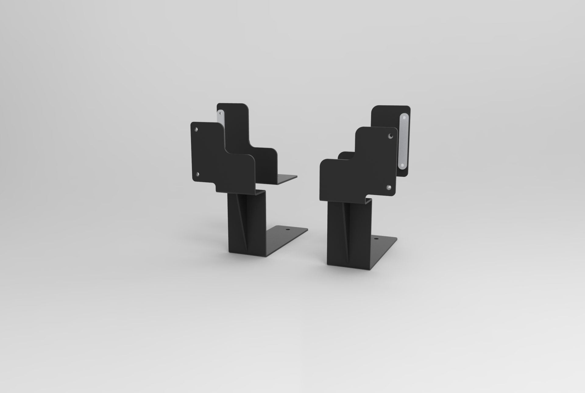 Rapidline Boost Plus single sided screen bracket set in black satin powdercoat for electric height adjustable workstations. Supplied product image for model B2-SBRAC BL.