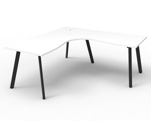 Rapidline Eternity corner workstation in Natural White and Black Satin. Supplied product image for model D-ELCWS1P1815 NW/BL.