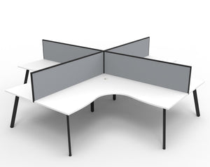 Rapidline Eternity corner workstation in Natural White and Black Satin. Supplied product image for model D-ELCWS4P1818 NW/BL.