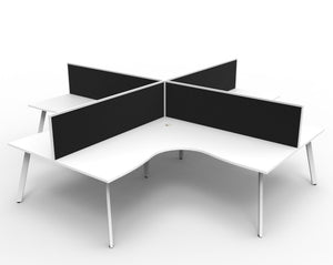 Rapidline Eternity corner workstation in Natural White and White Satin. Supplied product image for model D-ELCWS4P1515 NW/WS.