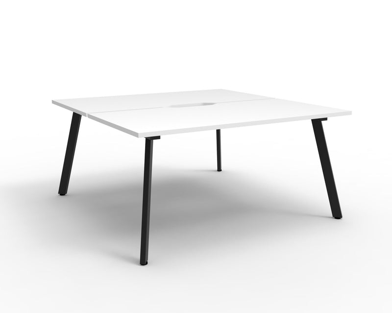 Rapidline Eternity back to back bench workstation in Natural White and Black Satin. Supplied product image for model D-ELD2P1275 NW/BL.