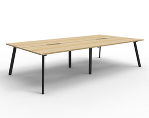 Rapidline Eternity back to back bench workstation in Natural Oak and Black Satin. Supplied product image for model D-ELD4P1275 NO/BL.