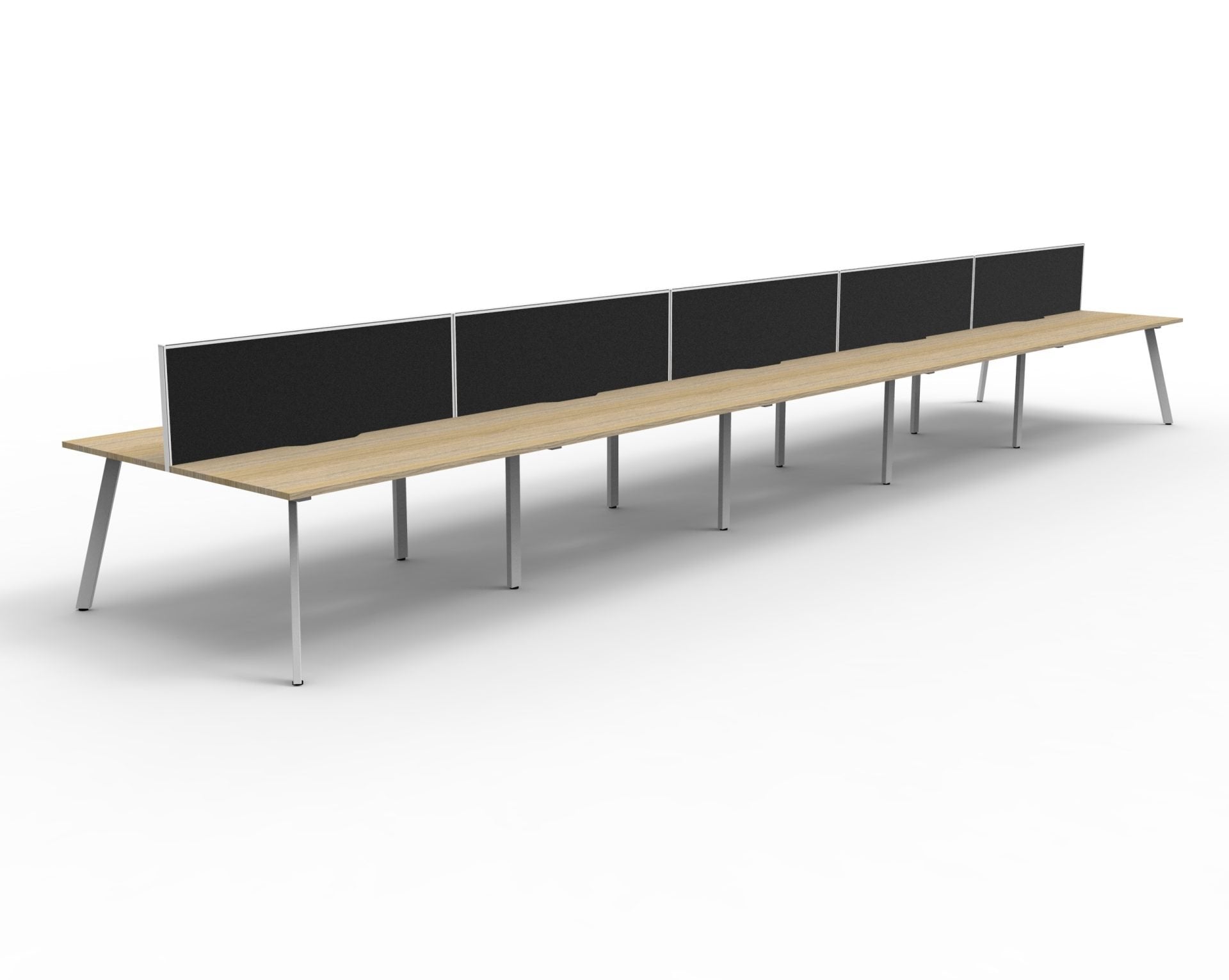Rapidline Eternity back to back bench workstation in Natural Oak and White Satin. Supplied product image for model D-ELDWS10P1875 NO/WS.