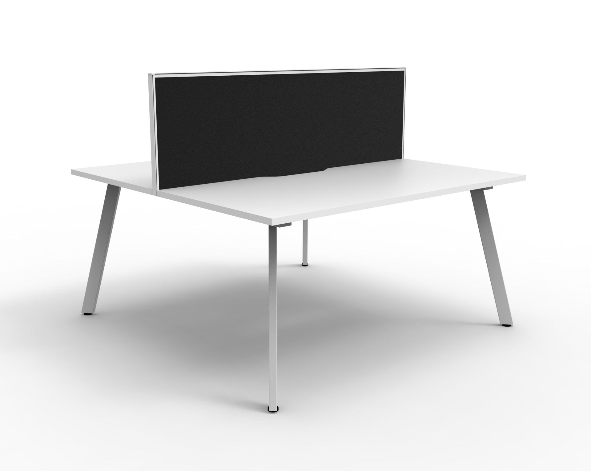 Rapidline Eternity back to back bench workstation in Natural White and White Satin. Supplied product image for model D-ELDWS2P1275 NW/WS.