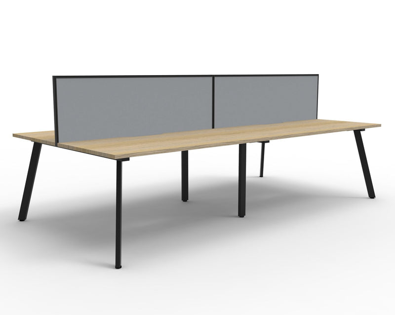 Rapidline Eternity back to back bench workstation in Natural Oak and Black Satin. Supplied product image for model D-ELDWS4P1275 NO/BL.