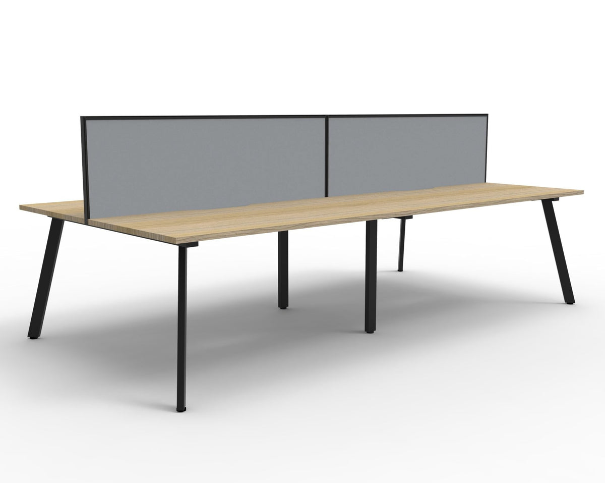 Rapidline Eternity back to back bench workstation in Natural Oak and Black Satin. Supplied product image for model D-ELDWS4P1575 NO/BL.