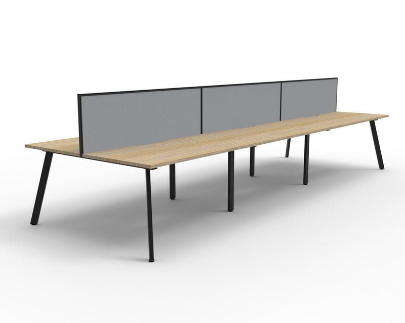 Rapidline Eternity back to back bench workstation in Natural Oak and Black Satin. Supplied product image for model D-ELDWS6P1875 NO/BL.