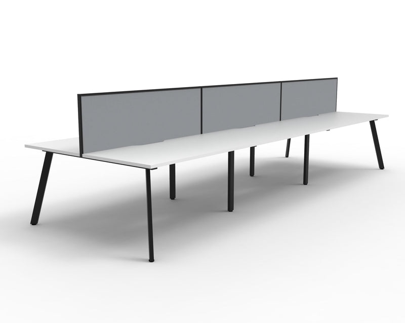 Rapidline Eternity back to back bench workstation in Natural White and Black Satin. Supplied product image for model D-ELDWS6P1275 NW/BL.