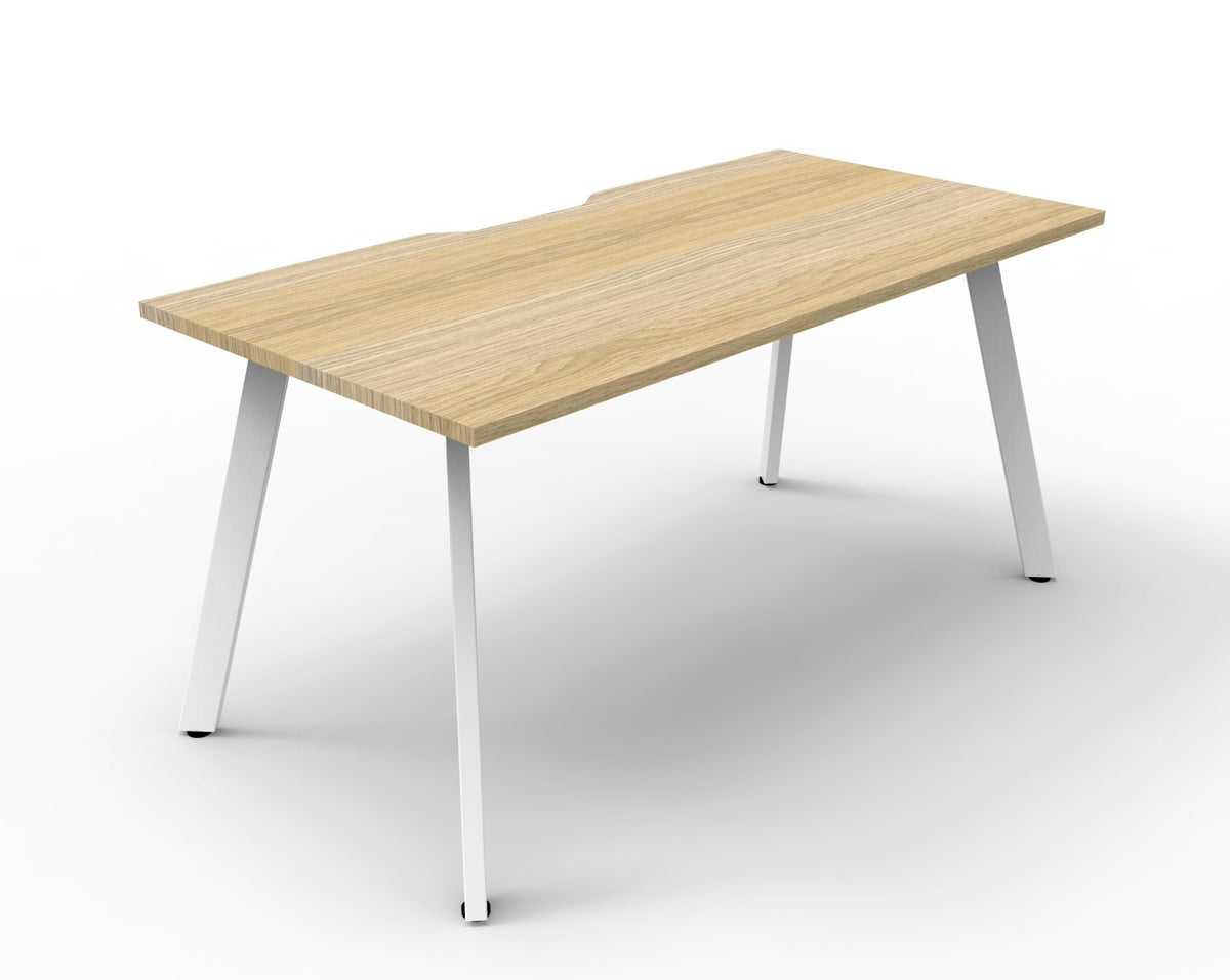 Rapidline Eternity single sided workstation in Natural Oak and White Satin. Supplied product image for model D-ELS1P1875 NO/WS.
