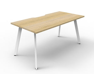 Rapidline Eternity single sided workstation in Natural Oak and White Satin. Supplied product image for model D-ELS1P1875 NO/WS.