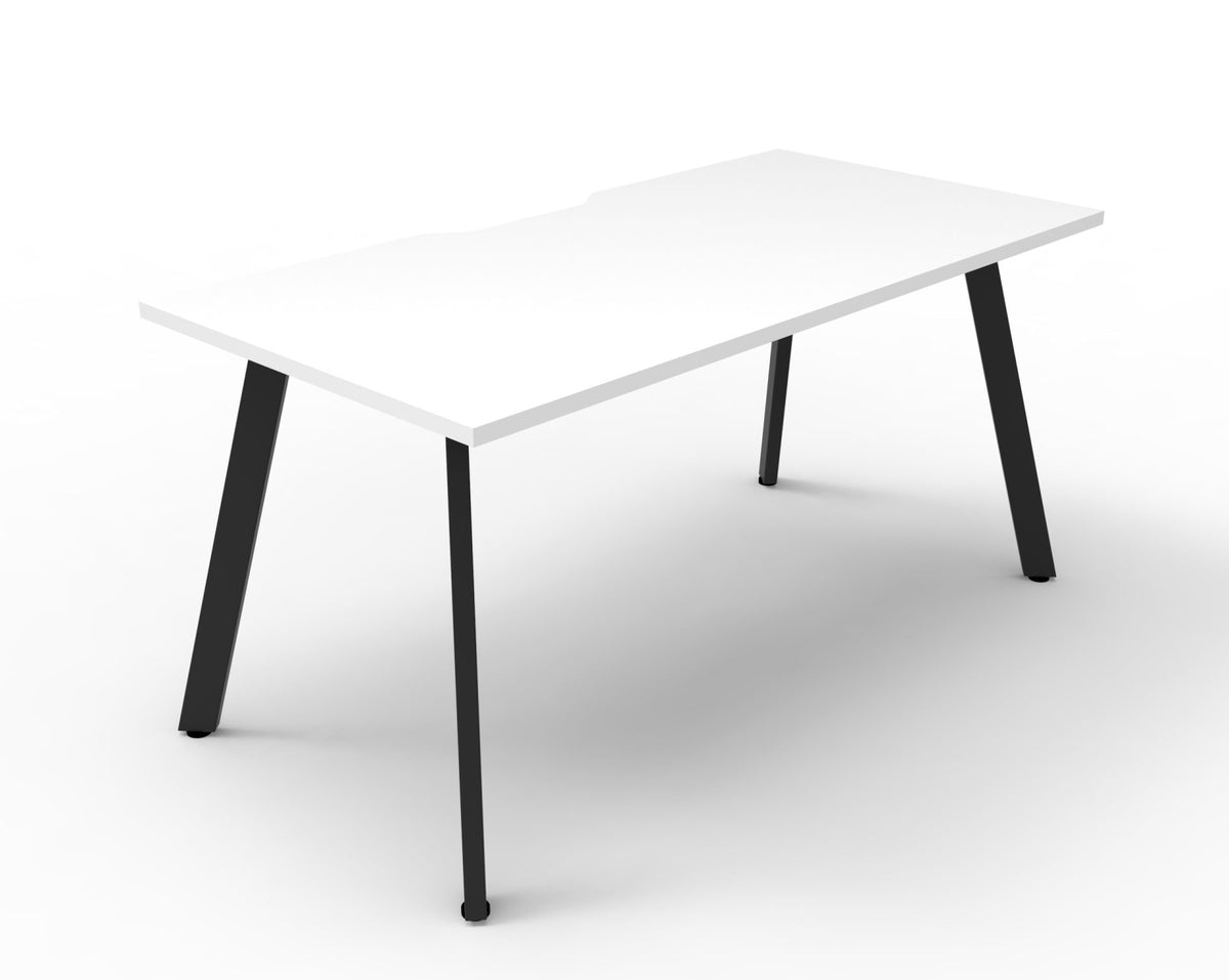 Rapidline Eternity single sided workstation in Natural White and Black Satin. Supplied product image for model D-ELS1P1575 NW/BL.
