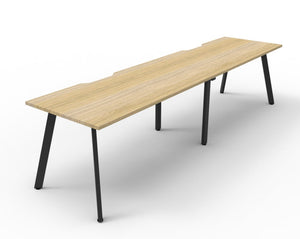 Rapidline Eternity single sided bench workstation in Natural Oak and Black Satin. Supplied product image for model D-ELS2P1275 NO/BL.
