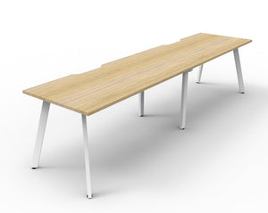 Rapidline Eternity single sided bench workstation in Natural Oak and White Satin. Supplied product image for model D-ELS2P1275 NO/WS.
