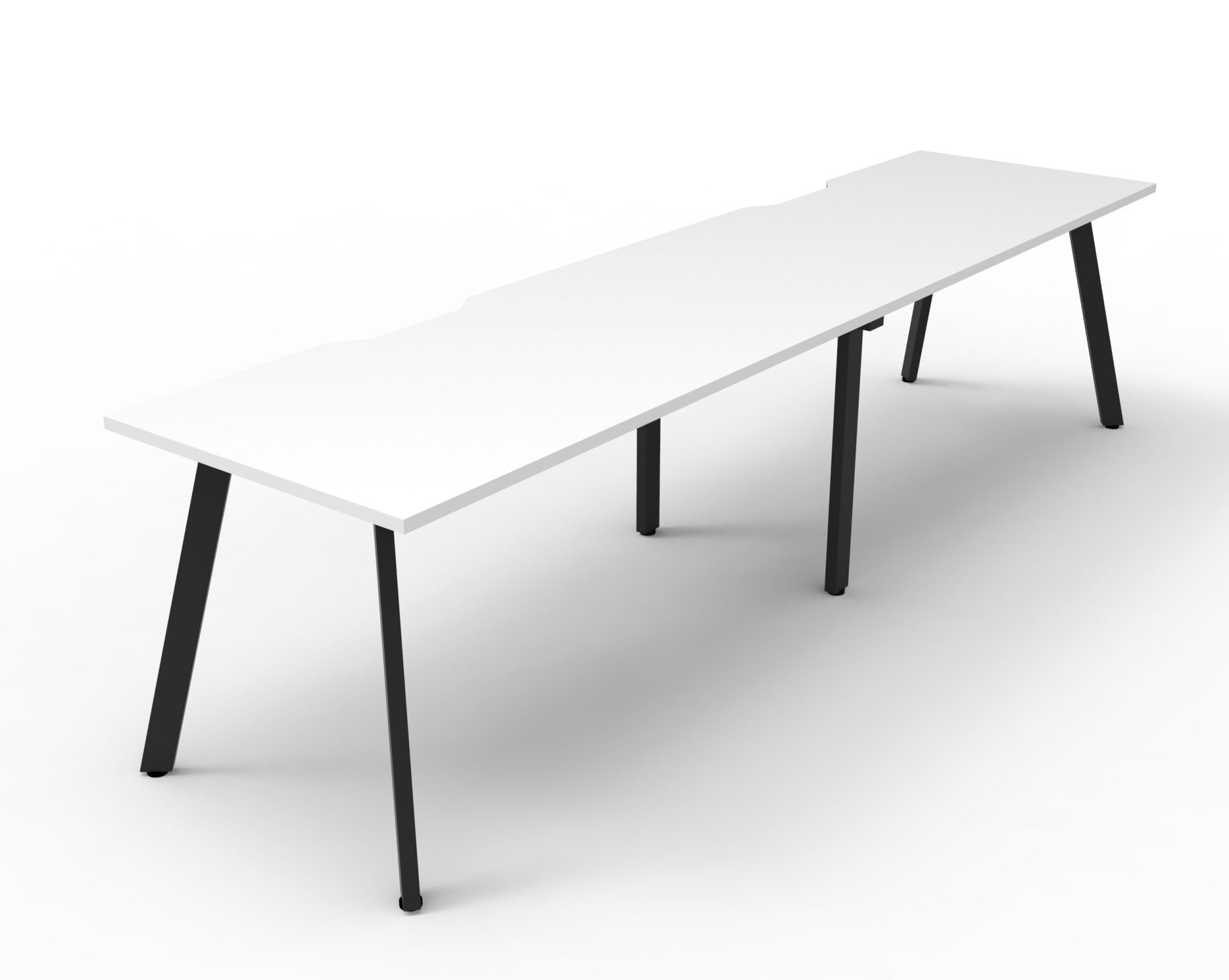 Rapidline Eternity single sided bench workstation in Natural White and Black Satin. Supplied product image for model D-ELS2P1275 NW/BL.